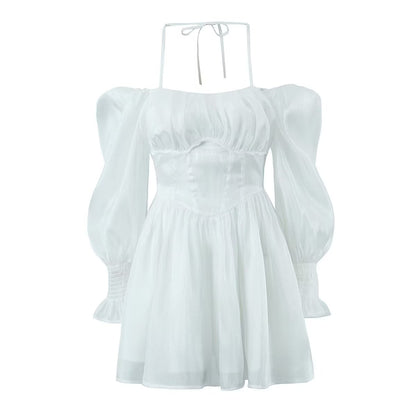 Women White Sexy Tulle Dress Summer Sexy Pleated Tube Top Cami Dress by Ragazza