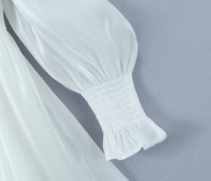 Women White Sexy Tulle Dress Summer Sexy Pleated Tube Top Cami Dress by Ragazza