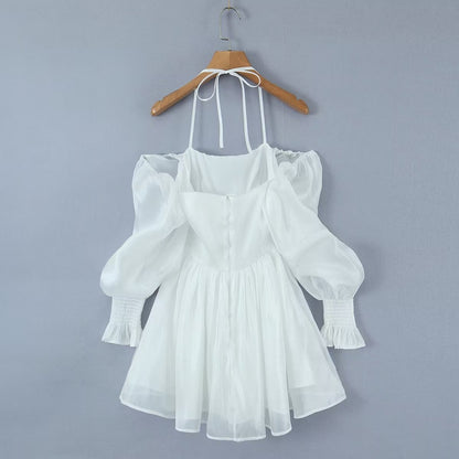 Women White Sexy Tulle Dress Summer Sexy Pleated Tube Top Cami Dress by Ragazza