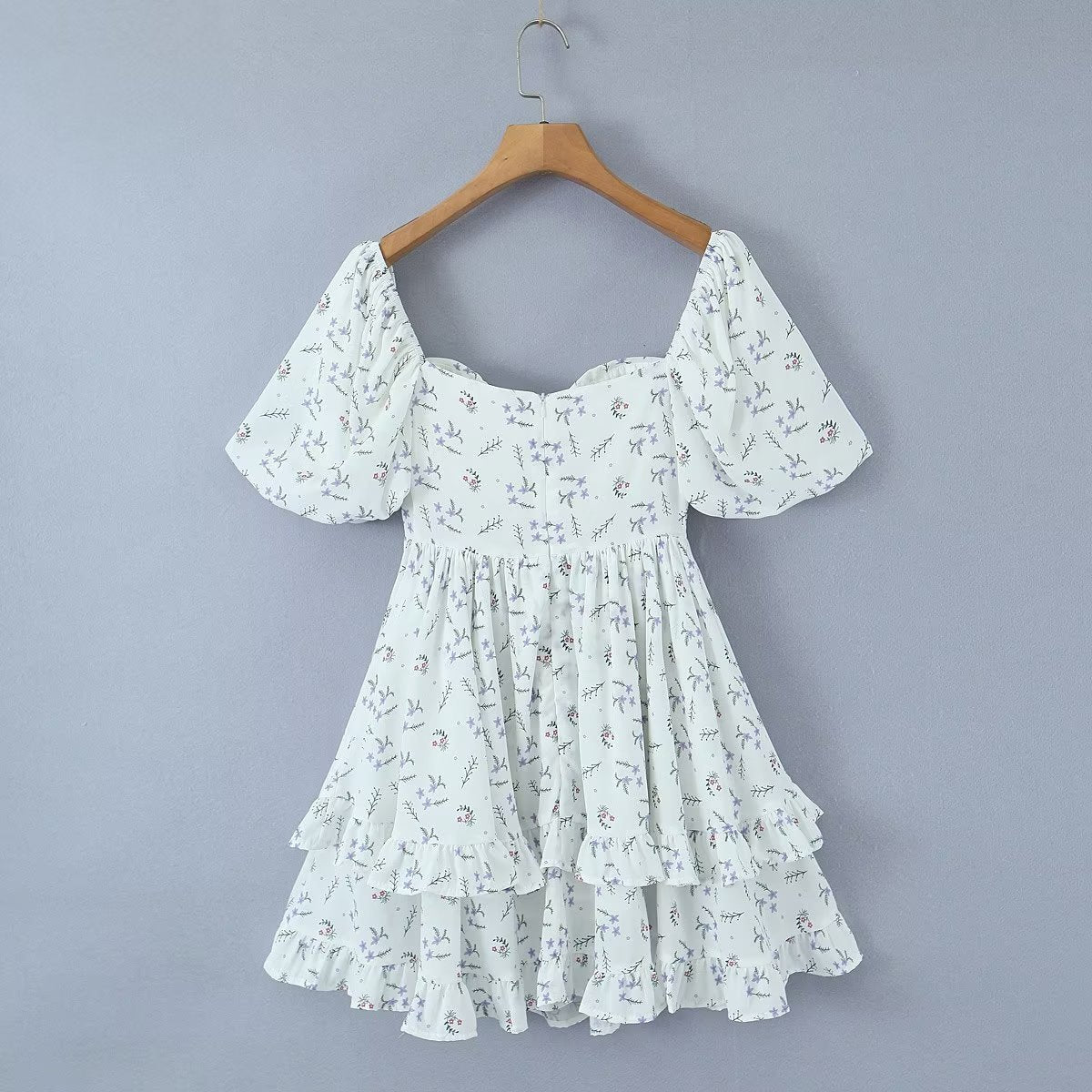 Women Dress Women Summer off Shoulder Square Collar Puff Sleeve Short Dress by Ragazza