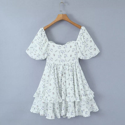 Women Dress Women Summer off Shoulder Square Collar Puff Sleeve Short Dress by Ragazza
