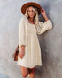 Square Collar Chiffon Polka Dots Short Lantern Sleeve Dress  DestGlow
