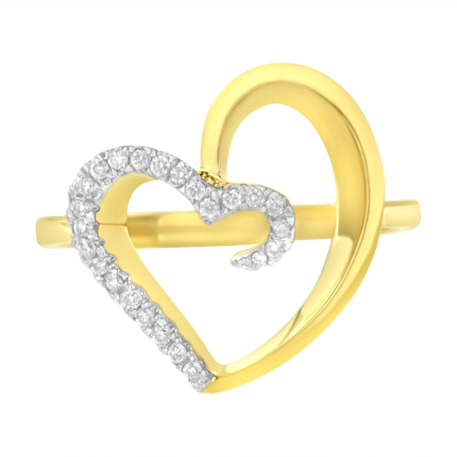 14KT Yellow Gold 1/10 ctw. Diamond Heart Shape Ring (K-L, I1-I2) - Size 7 by Bids.com