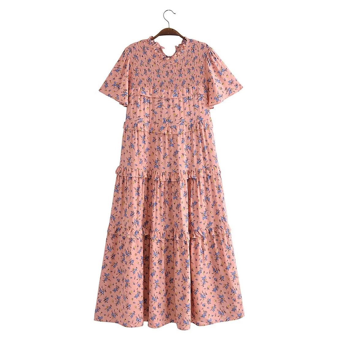 Autumn Women Clothing Printed Lace up Elastic Tiered Dress by Ragazza
