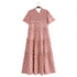 Autumn Women Clothing Printed Lace up Elastic Tiered Dress by Ragazza