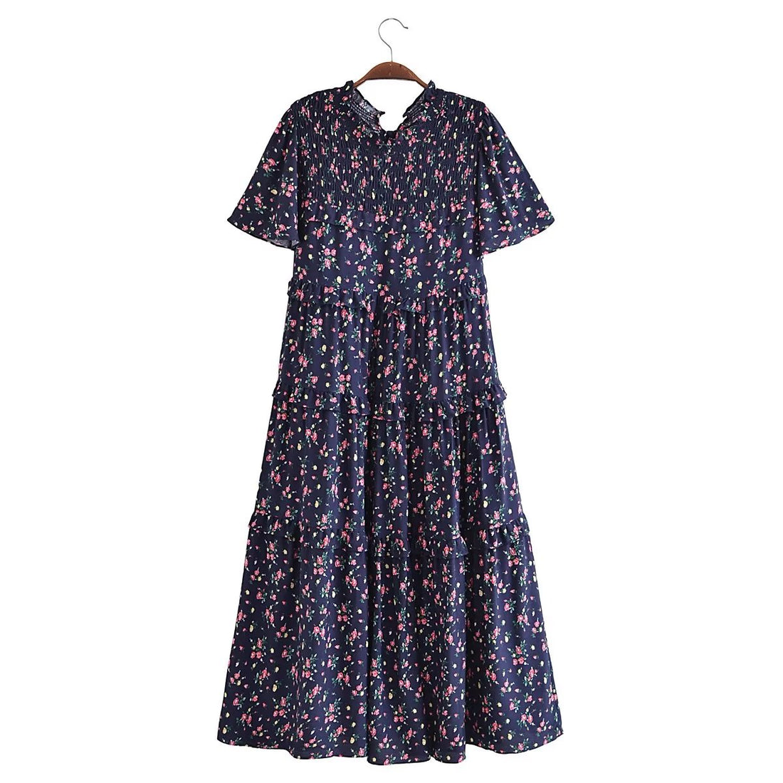Autumn Women Clothing Printed Lace up Elastic Tiered Dress by Ragazza