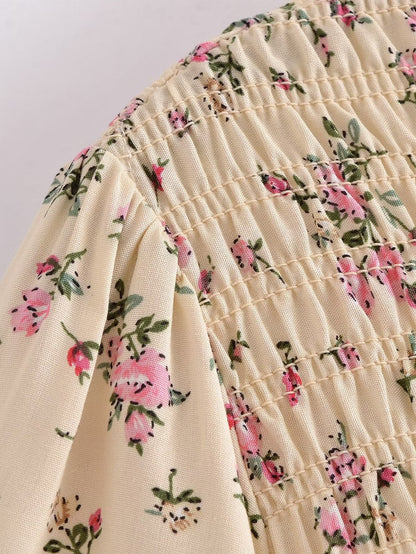 Autumn Women Clothing Printed Lace up Elastic Tiered Dress by Ragazza