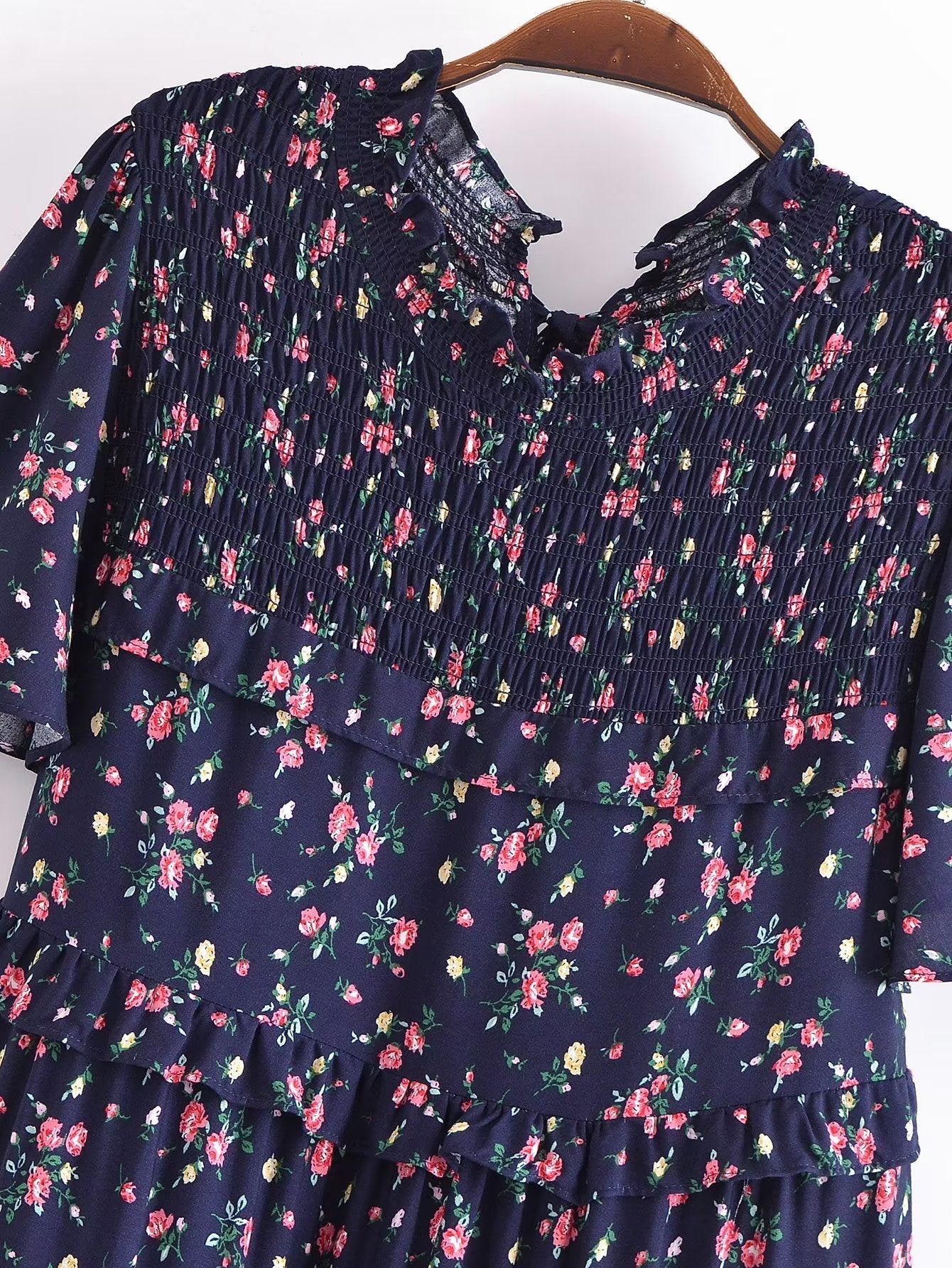 Autumn Women Clothing Printed Lace up Elastic Tiered Dress by Ragazza