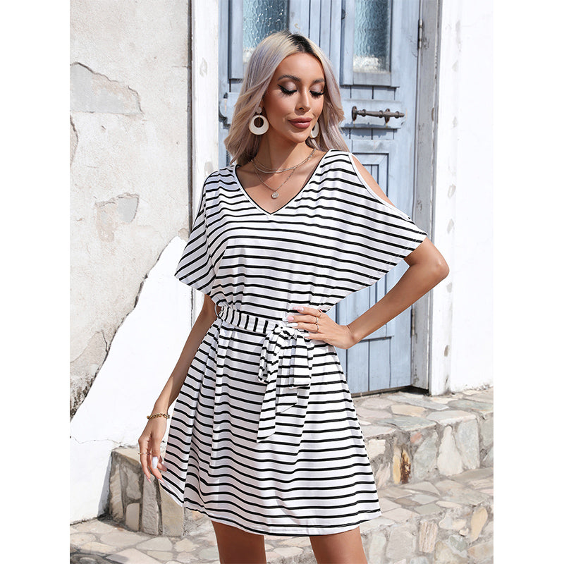 Women Spring Summer Explosions Foreign Trade Slim Striped Dress by Ragazza