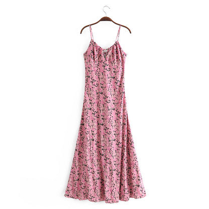 Sexy Niche Design Dress Pink Print Long Dress by Ragazza