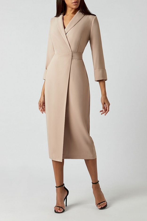 Spring Women Clothing Solid Color Collar Long Sleeve Dress by Ragazza