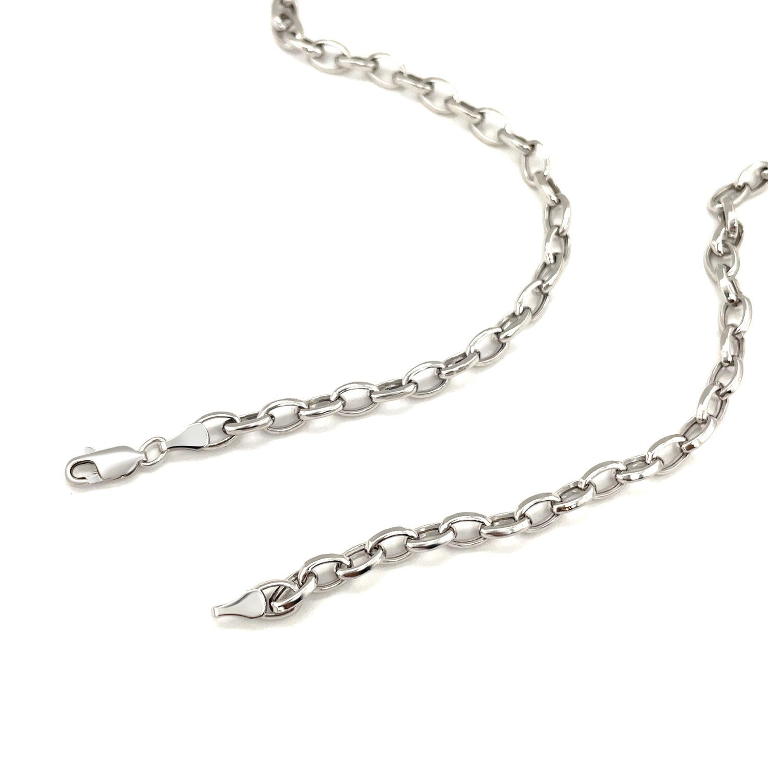 4.6mm 14k White Gold Oval Rolo Chain by Bids.com