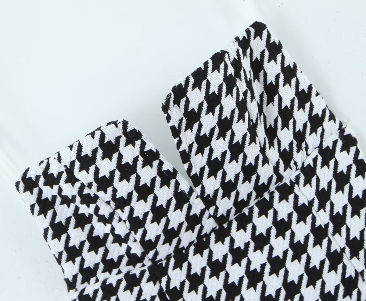 Fall Women Clothing Houndstooth Knitted All Matching V neck Strap Dress by Ragazza