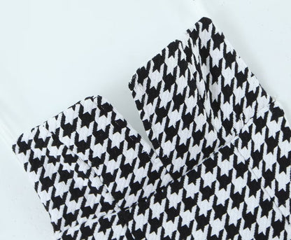 Fall Women Clothing Houndstooth Knitted All Matching V neck Strap Dress by Ragazza