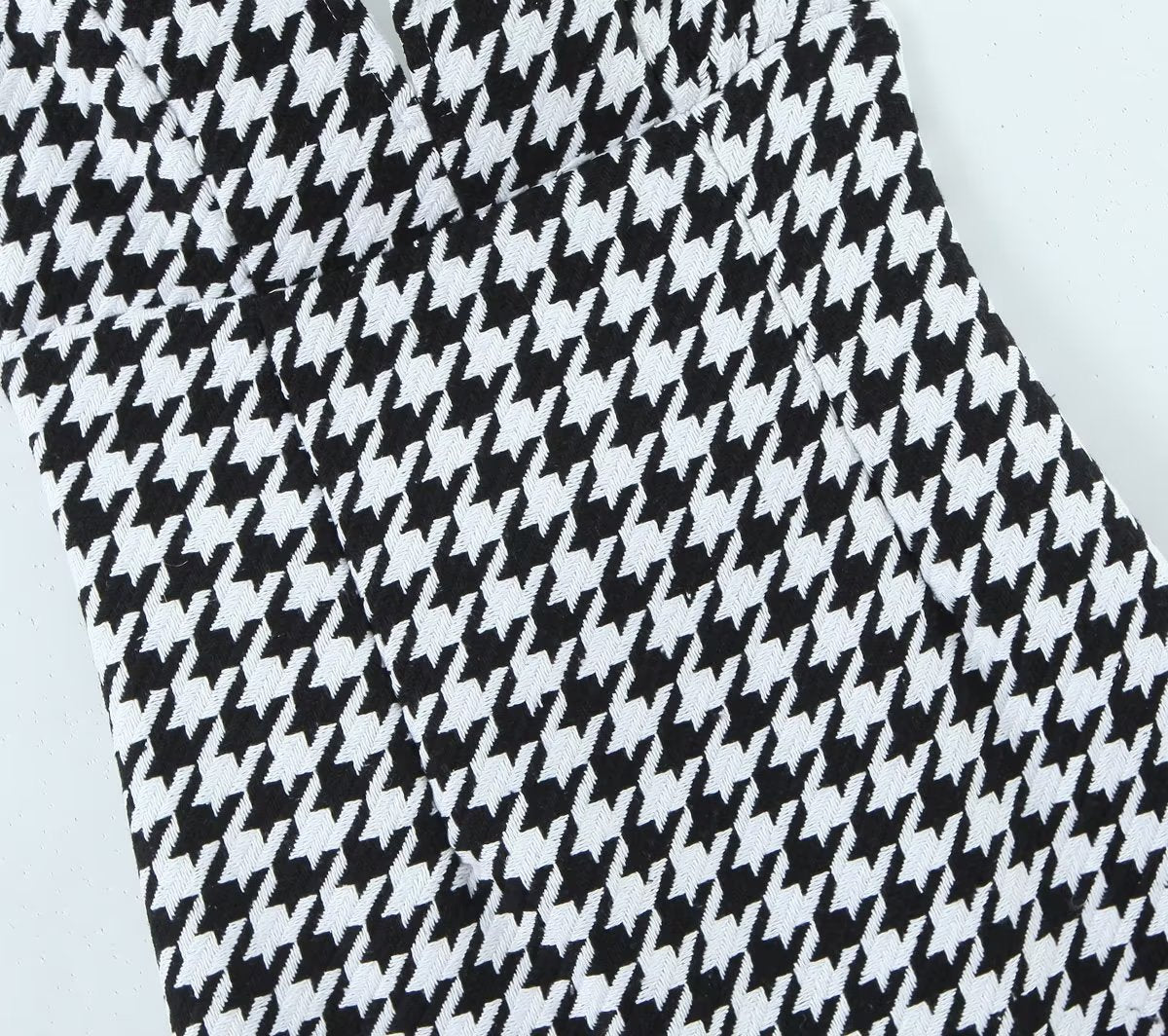 Fall Women Clothing Houndstooth Knitted All Matching V neck Strap Dress by Ragazza