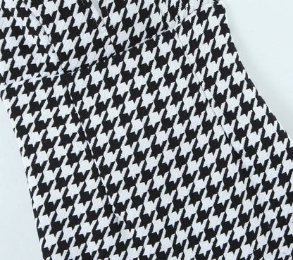 Fall Women Clothing Houndstooth Knitted All Matching V neck Strap Dress by Ragazza