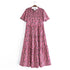 Pink Floral Print Ruffled Floral Print Sleeve Loose Dress Layered Cake Lace by Ragazza