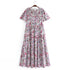 Ruffled Sleeve Waist Dress V neck Printed Tiered Dress by Ragazza