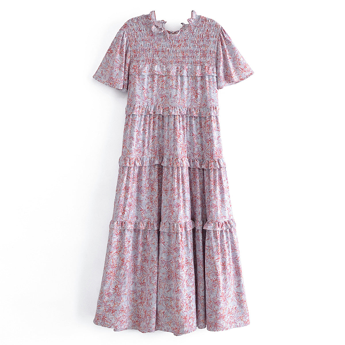Autumn Women Printed Lace up Elastic Tiered Dress by Ragazza