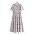 Summer Women Rayon Printed Elastic Tiered Dress Short Sleeve Dress Mid Length by Ragazza