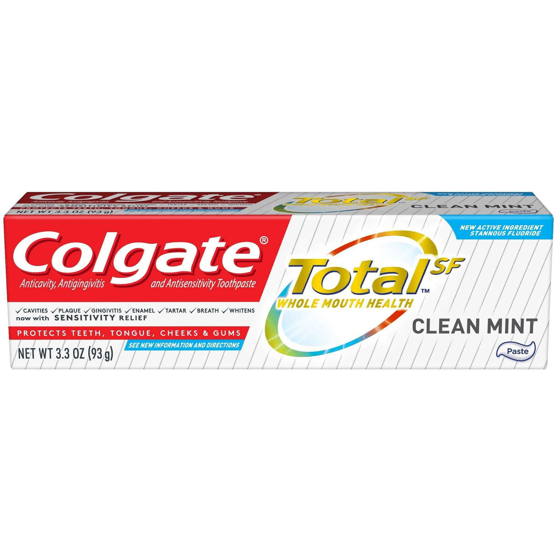 Colgate Total Clean Mint Toothpaste, 3.3 oz – 12-Hour Antibacterial Protection &amp; Travel Friendly