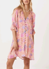Spring Summer Rayon Positioning Floral Belt Tassel Dress by Ragazza