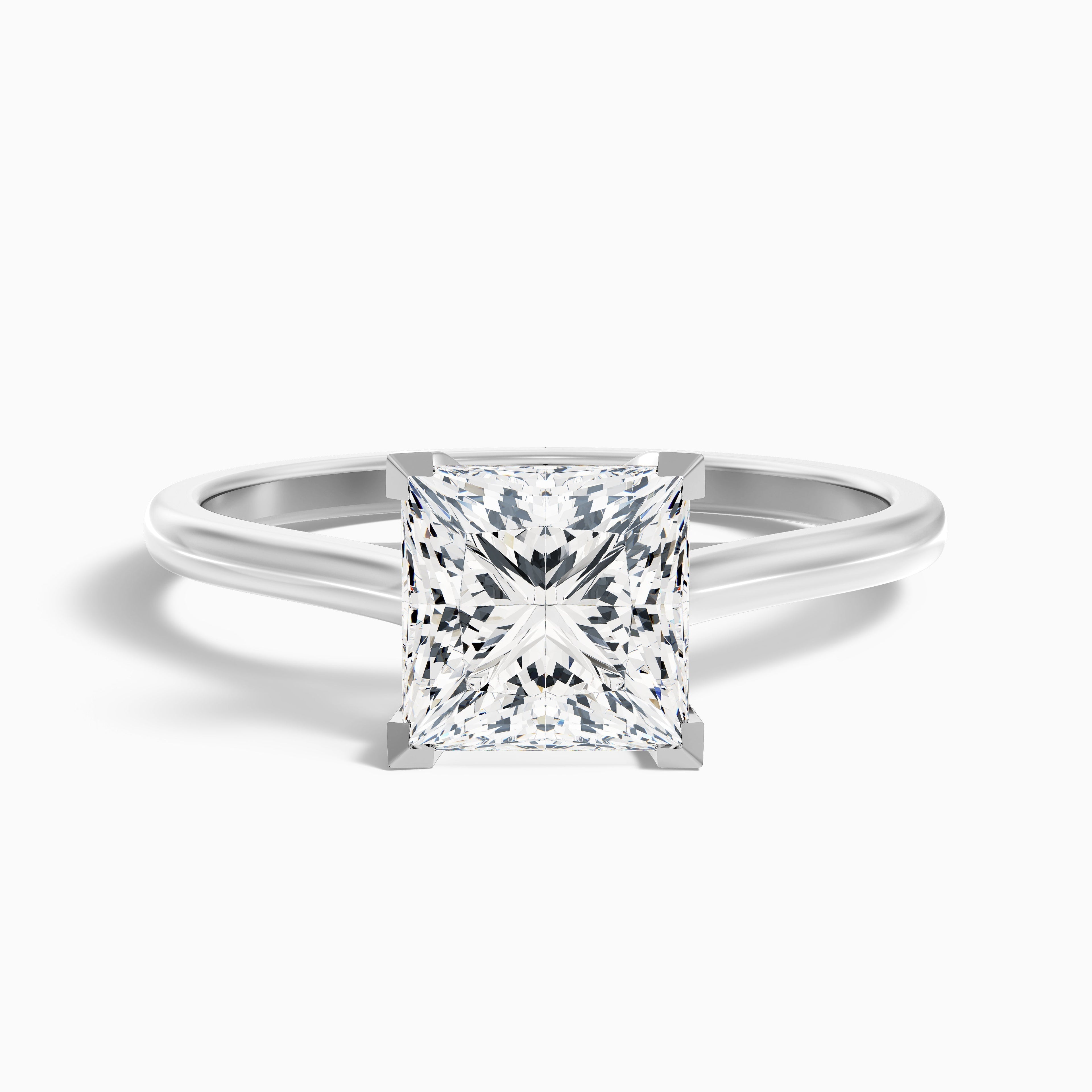 Amaya 4 Carat Princess Cut Solitaire Lab Grown Diamond Ring in 10k White Gold