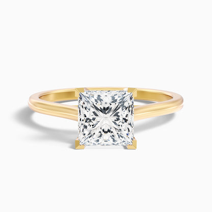 Amaya 5 Carat Princess Cut Solitaire Lab Grown Diamond Ring in 14k Yellow Gold  DestGlow