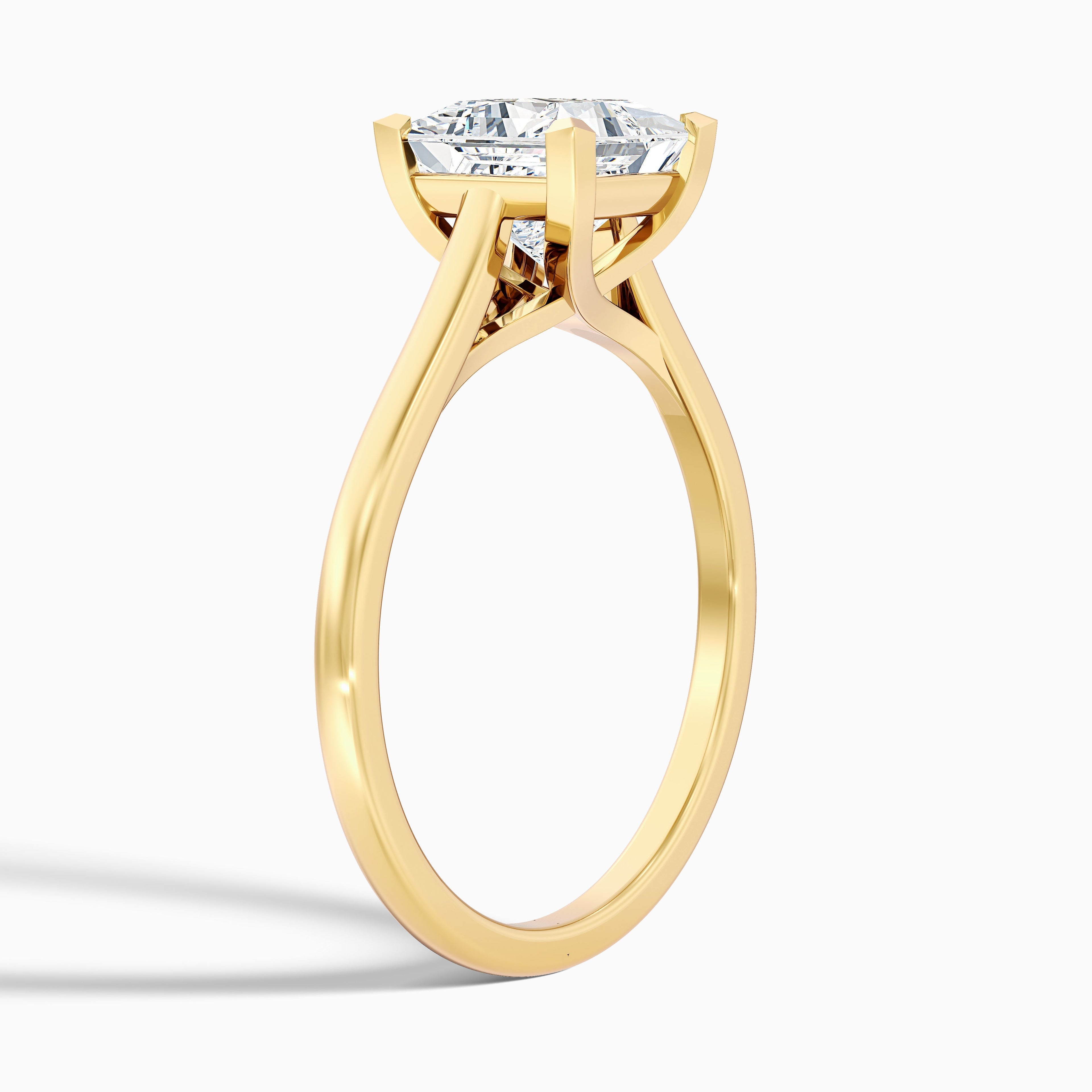 Amaya 3 Carat Princess Cut Solitaire Lab Grown Diamond Ring in 10k Yellow Gold  DestGlow