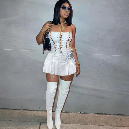 Women Sexy Cutout Eyelet Sleeveless Dress Crisscross by Ragazza