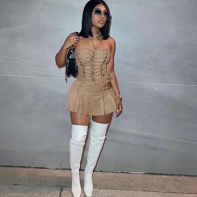 Women Sexy Cutout Eyelet Sleeveless Dress Crisscross by Ragazza