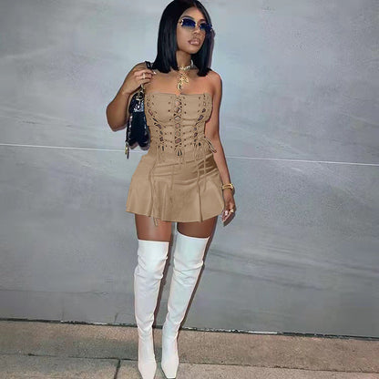 Women Sexy Cutout Eyelet Sleeveless Dress Crisscross by Ragazza