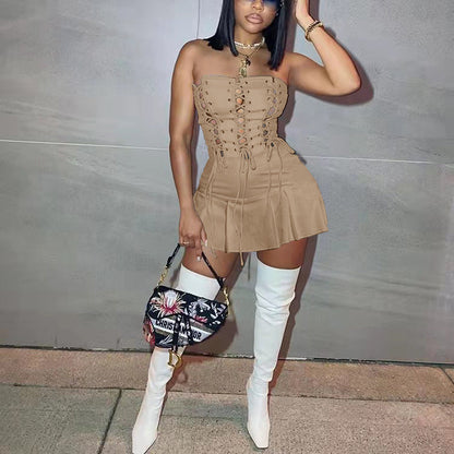 Women Sexy Cutout Eyelet Sleeveless Dress Crisscross by Ragazza