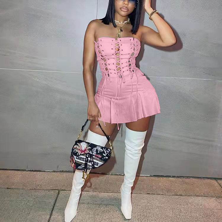 Women Sexy Cutout Eyelet Sleeveless Dress Crisscross by Ragazza