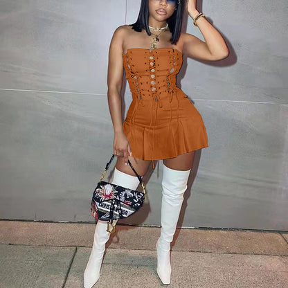 Women Sexy Cutout Eyelet Sleeveless Dress Crisscross by Ragazza