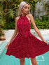Women Fashion Women Polar Neck Hanging Strap Pleated Dress by Ragazza