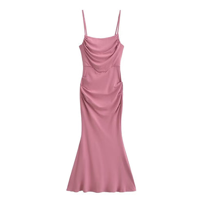 Sexy Sexy Pleated Boning Corset Strap Dress Summer Waisted Slim Fit Package Hip Dress by Ragazza