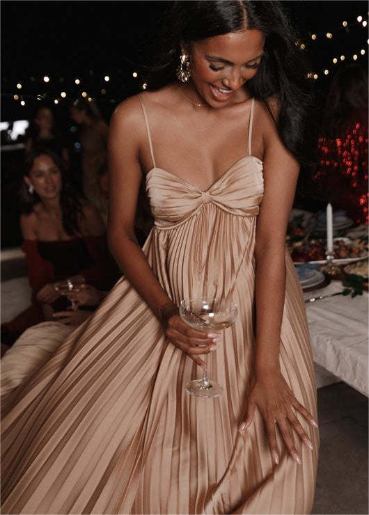Sun Pleated Irregular Asymmetric Hem Chest Bag Sexy Strap Dress by Ragazza