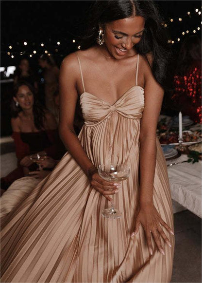 Sun Pleated Irregular Asymmetric Hem Chest Bag Sexy Strap Dress by Ragazza