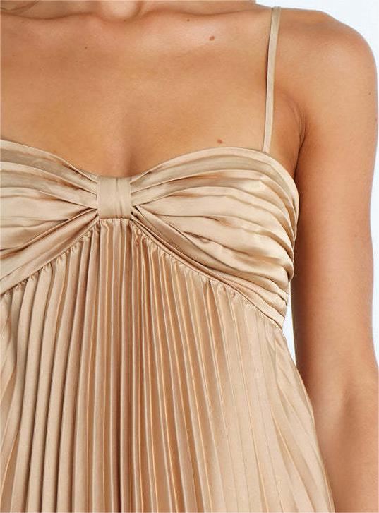 Sun Pleated Irregular Asymmetric Hem Chest Bag Sexy Strap Dress by Ragazza