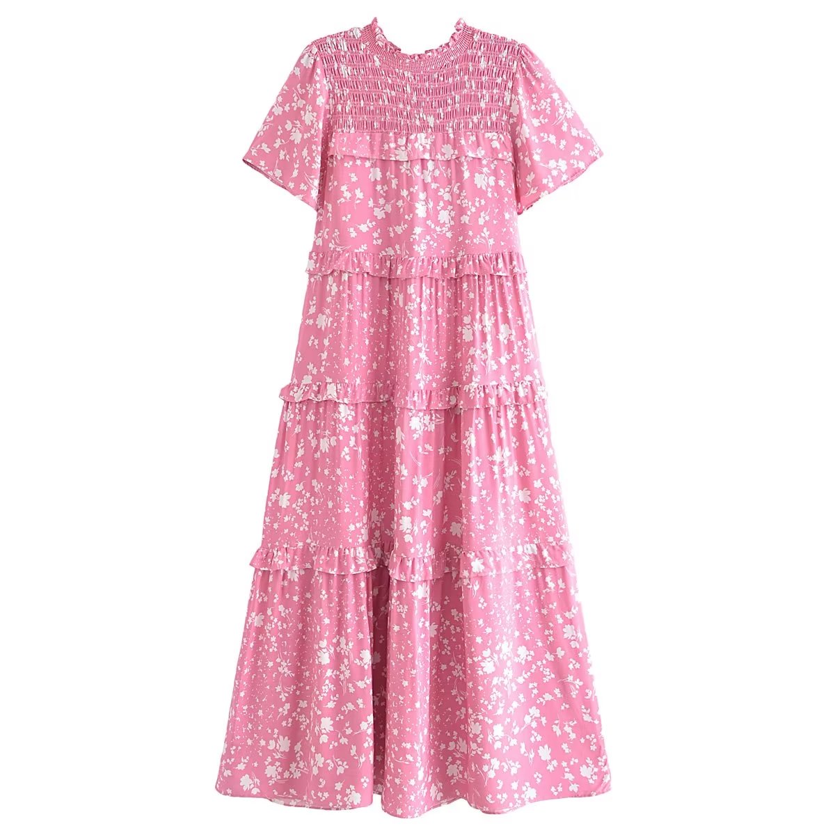 Women Clothing Printed V neck Lace up Short Sleeve Sexy Dress by Ragazza