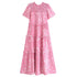 Women Clothing Printed V neck Lace up Short Sleeve Sexy Dress by Ragazza