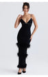 Women Clothing Sexy Black Camisole V neck round Bar Ostrich Hair Chain Knitted Bandage One Piece Dress by Ragazza