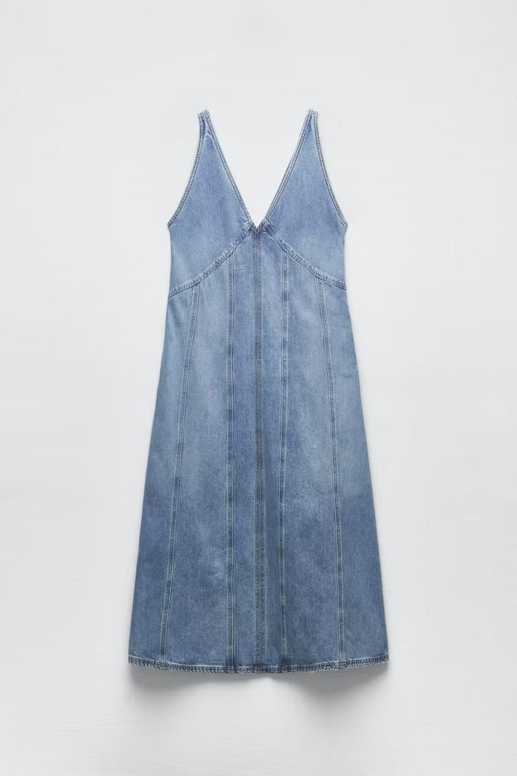 Summer Retro V neck Sleeveless Denim A line Vest Dress Women Dress by Ragazza