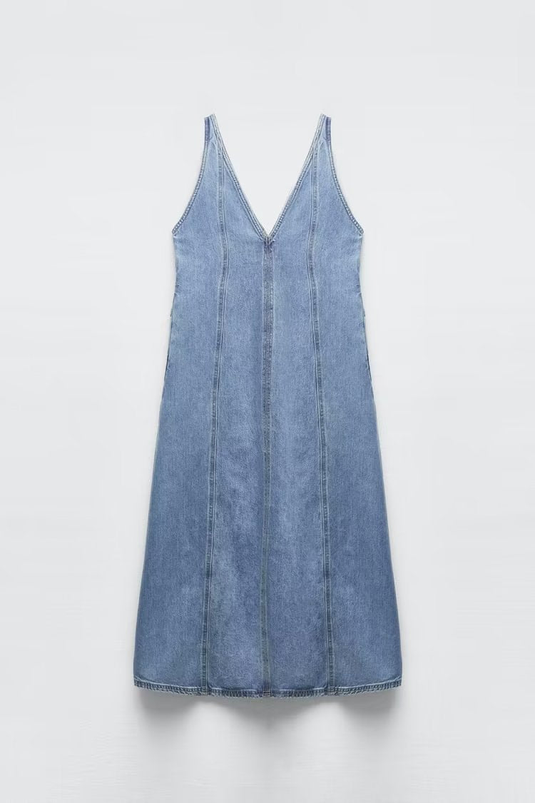 Summer Retro V neck Sleeveless Denim A line Vest Dress Women Dress by Ragazza