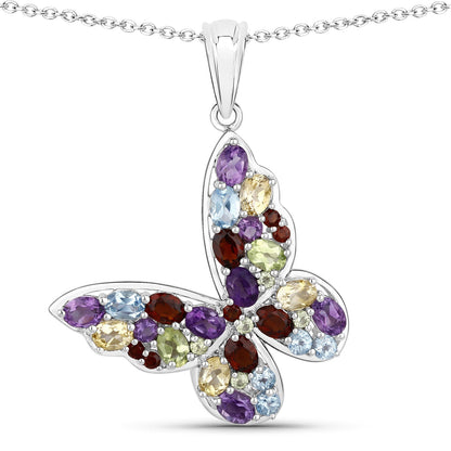 3.80 Carat Genuine Multi Stones .925 Sterling Silver Pendant by Bids.com