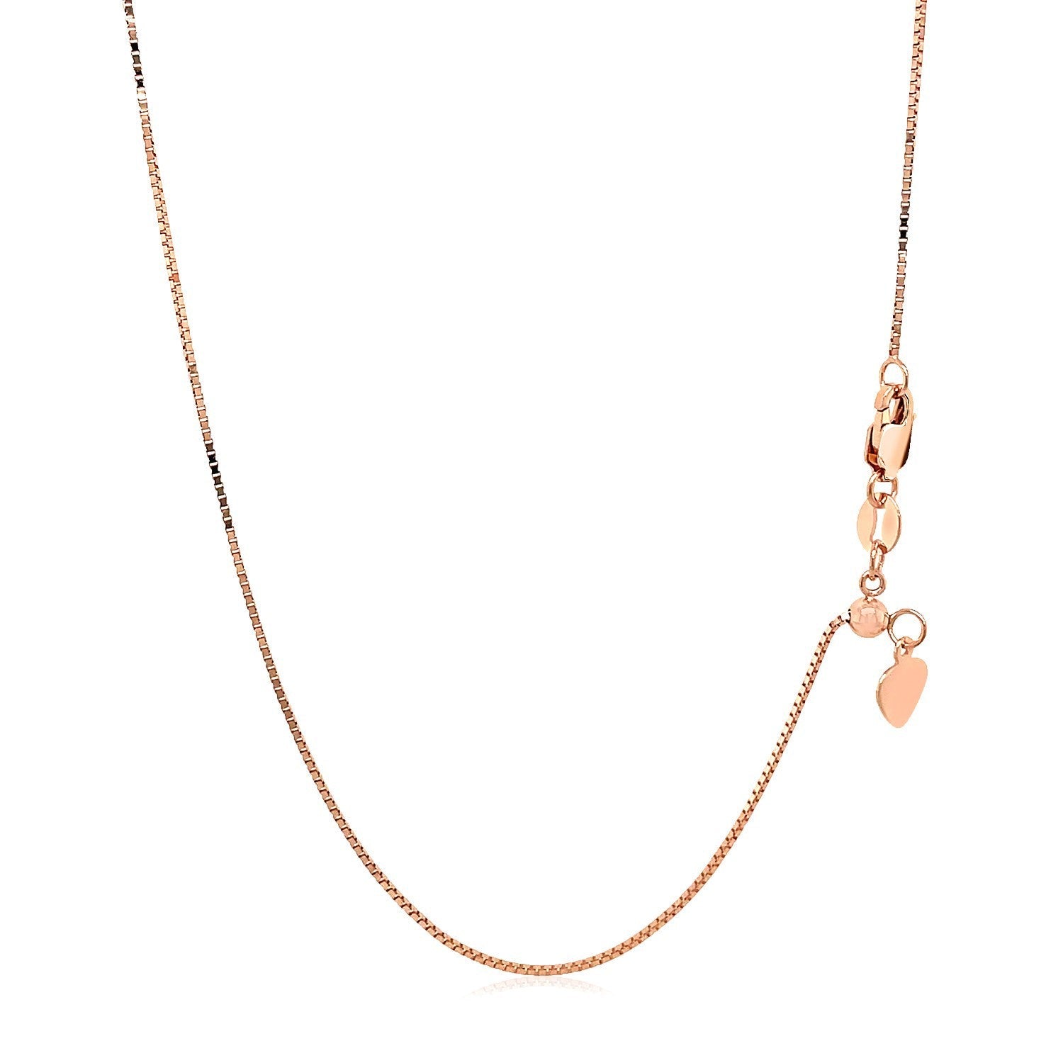 14k Rose Gold Adjustable Box Chain 0.7mm by Bids.com