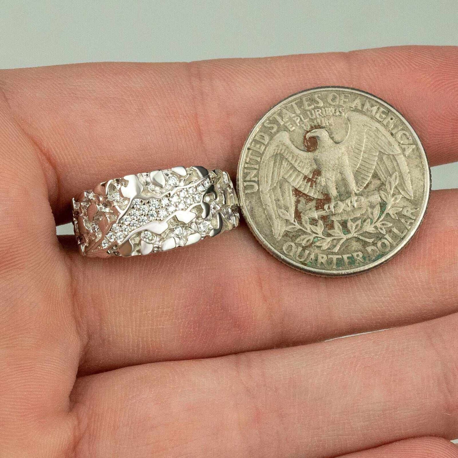 Nugget Claw Mark Ring in Solid 925 Sterling Silver