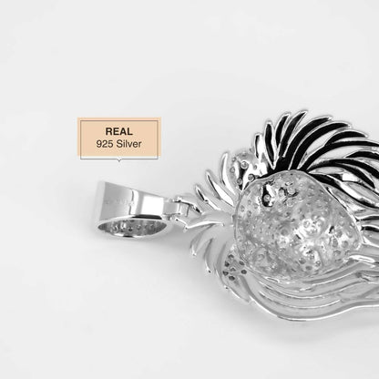 Mens 4ct Moissanite Lion Head Pendant with 4mm Rope Chain 925 Silver Necklace - DestGlow