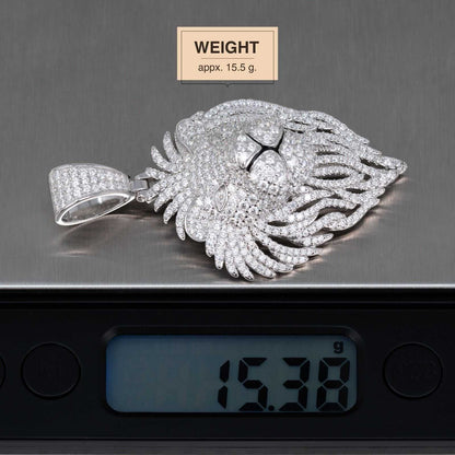 Mens 4ct Moissanite Lion Head Pendant with 4mm Rope Chain 925 Silver Necklace - DestGlow